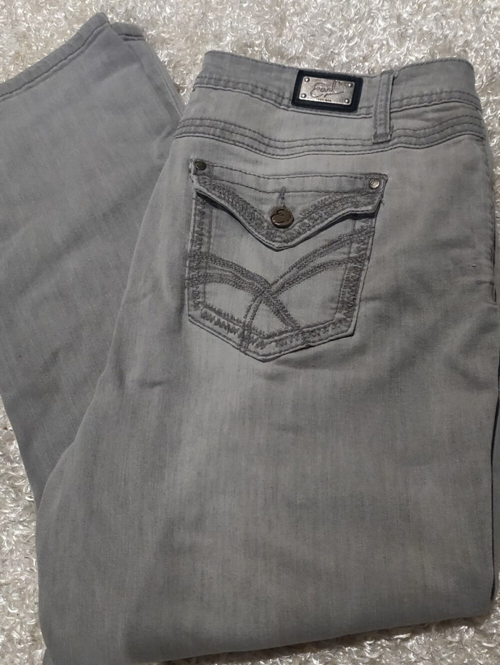 Women’sEarl Gray Jeans with Embroidered Decorative Back Pocket Size 12
